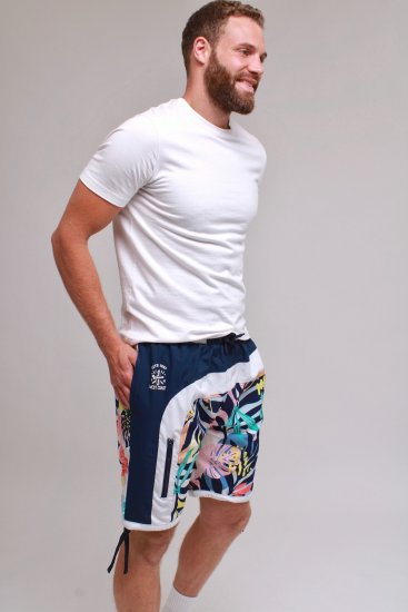 Kam Jeans 3018 Panelled Floral Swimshorts Navy - Zwembroeken - Grote Maten Zwembroeken Heren