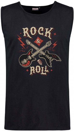 Adamo Motiv Rock and Roll Tank Top Black - Mouwloze T-shirts/Tank tops - Mouwloze T-shirts/Tank Tops grote maten