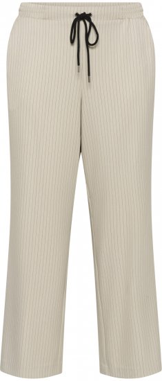 Kaffe Curve Sirana Pants Beige Melange/Black Stripe - Stoffen broeken - 
