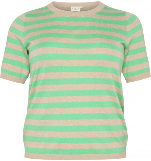 Kaffe Curve Lizzy Gestreepte trui Veergrijs gemêleerd/Groen - Bedrukte T-shirts voor dames - 