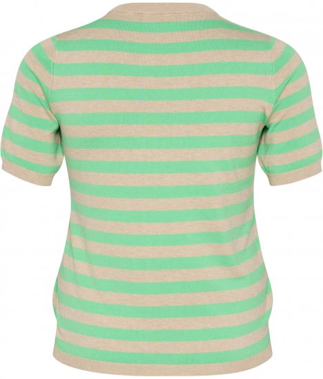 Kaffe Curve Lizzy Gestreepte trui Veergrijs gemêleerd/Groen - Bedrukte T-shirts voor dames - 