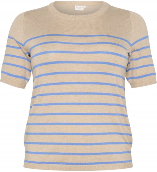 Kaffe Curve Lizzy Gestreepte trui Beige/Blauw - Bedrukte T-shirts voor dames - 