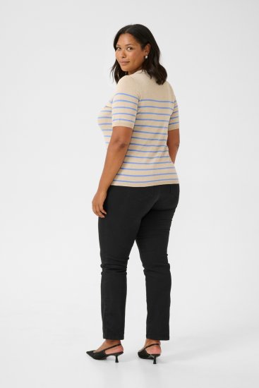 Kaffe Curve Lizzy Gestreepte trui Beige/Blauw - Bedrukte T-shirts voor dames - 