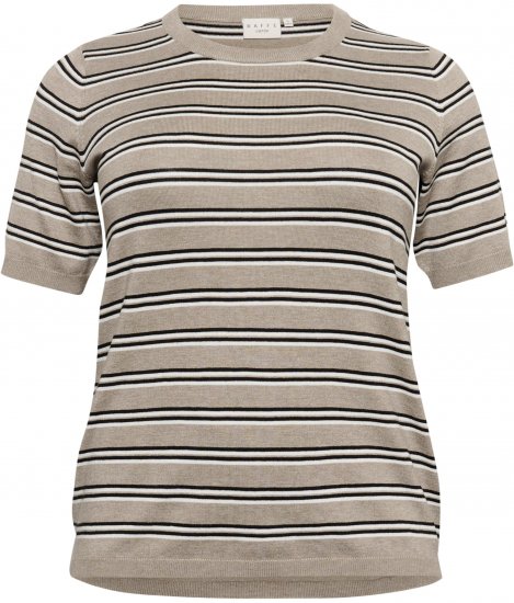Kaffe Curve Lizzy Gestreepte trui Beige/Zwart - Bedrukte T-shirts voor dames - 
