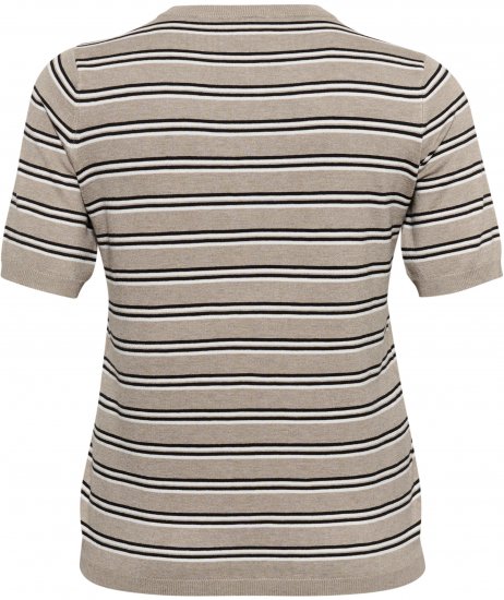 Kaffe Curve Lizzy Gestreepte trui Beige/Zwart - Bedrukte T-shirts voor dames - 