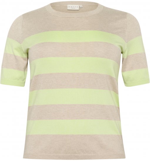Kaffe Curve Lizzy Gestreepte trui Beige/Groen - Bedrukte T-shirts voor dames - 