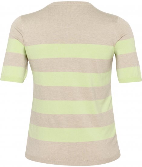 Kaffe Curve Lizzy Gestreepte trui Beige/Groen - Bedrukte T-shirts voor dames - 