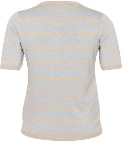 Kaffe Curve Lizzy Gestreepte trui Beige/Zachtblauw - Bedrukte T-shirts voor dames - 