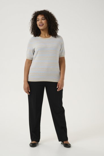 Kaffe Curve Lizzy Gestreepte trui Beige/Zachtblauw - Bedrukte T-shirts voor dames - 
