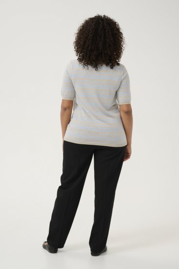 Kaffe Curve Lizzy Gestreepte trui Beige/Zachtblauw - Bedrukte T-shirts voor dames - 