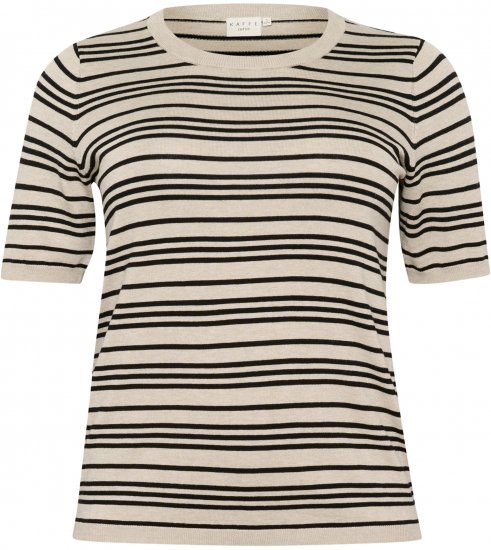 Kaffe Curve Lizzy Gestreepte trui Beige/Zwart gestreept - Bedrukte T-shirts voor dames - 