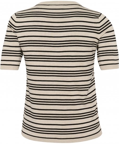Kaffe Curve Lizzy Gestreepte trui Beige/Zwart gestreept - Bedrukte T-shirts voor dames - 