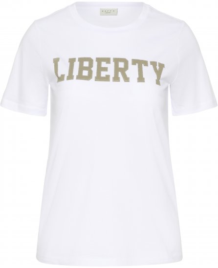 Kaffe Curve June T-shirt Wit - Bedrukte T-shirts voor dames - 