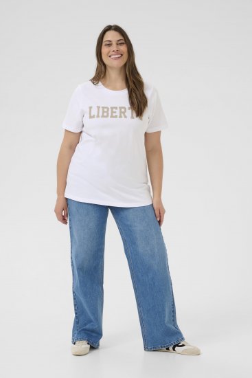 Kaffe Curve June T-shirt Wit - Bedrukte T-shirts voor dames - 