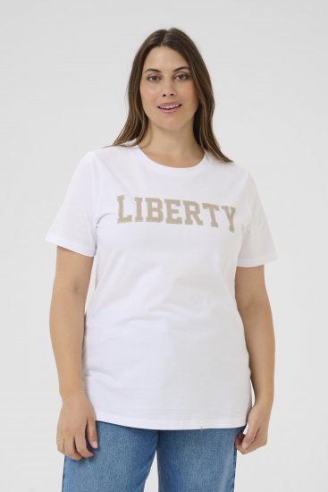 Kaffe Curve June T-shirt Wit - Bedrukte T-shirts voor dames - 