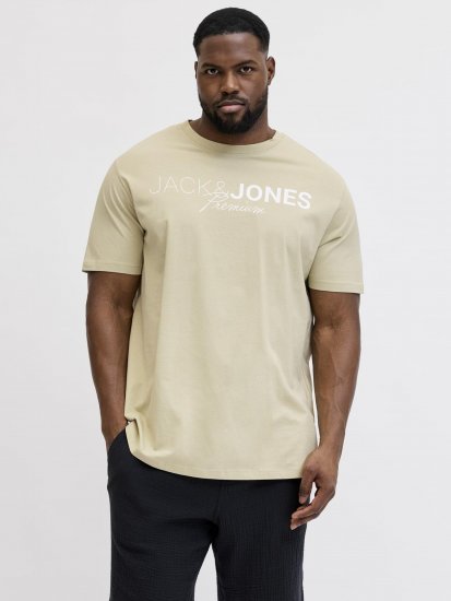 Jack & Jones Blaneo Short Sleeve T-shirt Beige - T-shirts - Grote Maten T-shirts Heren