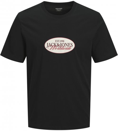 Jack & Jones Catskills Worldwide T-shirt Zwart - T-shirts - Grote Maten T-shirts Heren