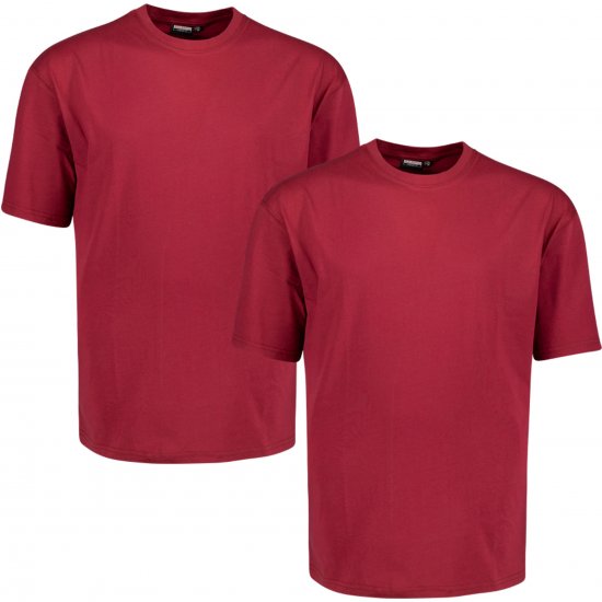Adamo 129420 Comfort Fit Twin Pack T-Shirt Red - T-shirts zonder opdruk - T-shirts zonder opdruk grote maten