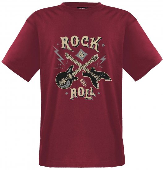 Adamo Rock and Roll Comfort Fit T-Shirt Red - T-shirts met opdruk - T-shirts met opdruk grote maten