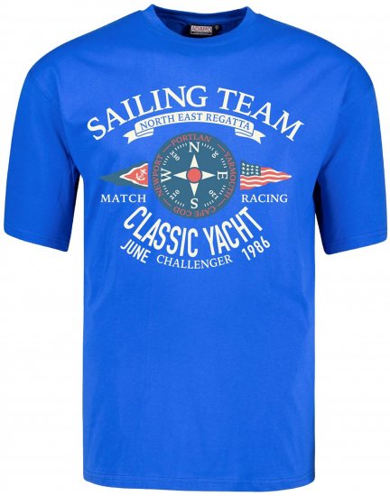 Adamo Motivshirt Sailing Comfort Fit Royal Blue - T-shirts - Grote Maten T-shirts Heren