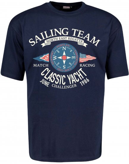 Adamo Sailing Comfort Fit T-Shirt Navy - T-shirts met opdruk - T-shirts met opdruk grote maten