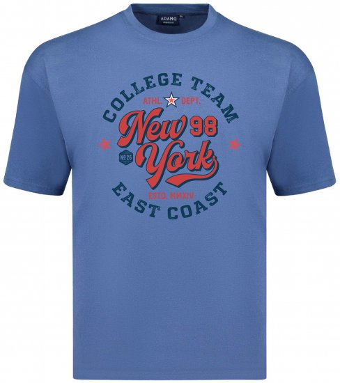 Adamo College Comfort Fit T-Shirt Blue - T-shirts met opdruk - T-shirts met opdruk grote maten
