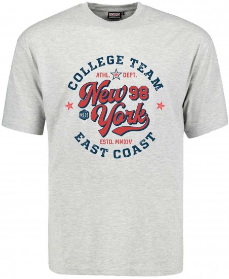 Adamo Motivshirt Comfort Fit College Grey - T-shirts - Grote Maten T-shirts Heren