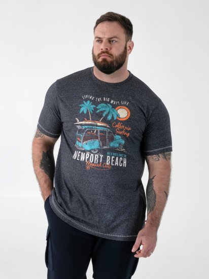 D555 Moyles Newport Beach Woody Car Printed T-Shirt Navy Twist - T-shirts met opdruk - T-shirts met opdruk grote maten