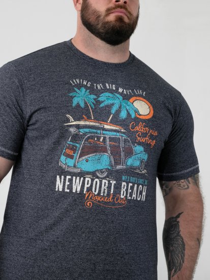 D555 Moyles Newport Beach Woody Car Printed T-Shirt Navy Twist - T-shirts met opdruk - T-shirts met opdruk grote maten