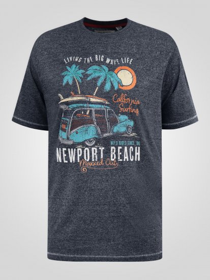 D555 Moyles Newport Beach Woody Car Printed T-Shirt Navy Twist - T-shirts met opdruk - T-shirts met opdruk grote maten