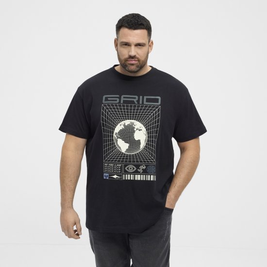 North Latitude 53333 Grid Printed T-Shirt Black - T-shirts - Grote Maten T-shirts Heren