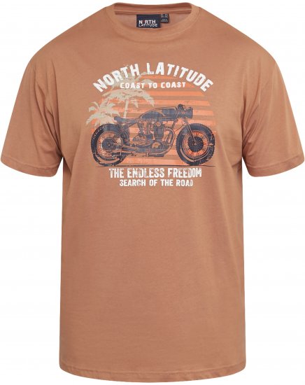 North Latitude 61118 T-Shirt Met Print Amberlight - T-shirts - Grote Maten T-shirts Heren