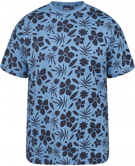 North Latitude 61123 All-Over Print T-Shirt Middenblauw - T-shirts - Grote Maten T-shirts Heren