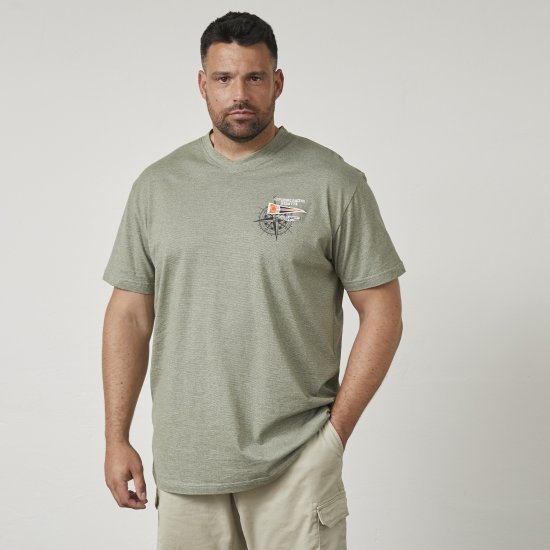 North Latitude 61124 Gestreept T-Shirt Olijfgroen - T-shirts - Grote Maten T-shirts Heren