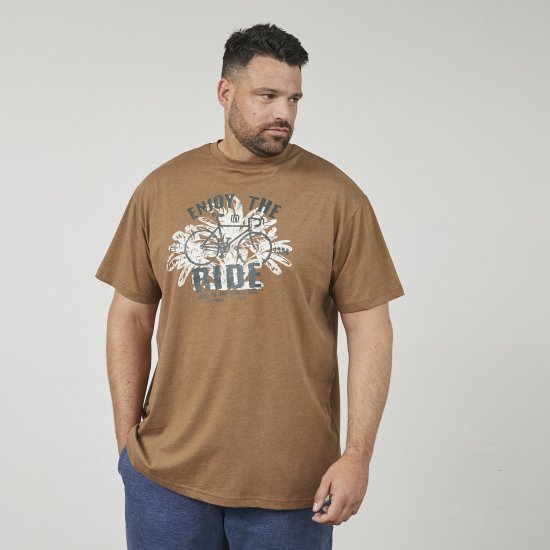 North Latitude 61315 T-Shirt Met Print Camel - T-shirts - Grote Maten T-shirts Heren