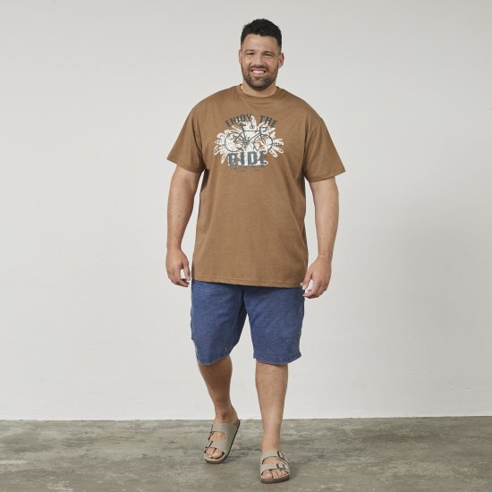North Latitude 61315 T-Shirt Met Print Camel - T-shirts - Grote Maten T-shirts Heren