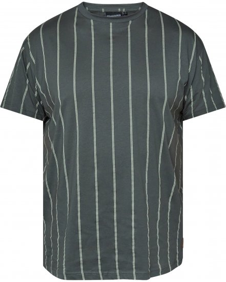 North Latitude 61319 Gestreept T-Shirt Donker Stofgroen - T-shirts - Grote Maten T-shirts Heren