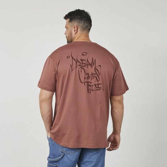 North Latitude 61320 T-Shirt Met Rugprint Cognacbruin - T-shirts - Grote Maten T-shirts Heren