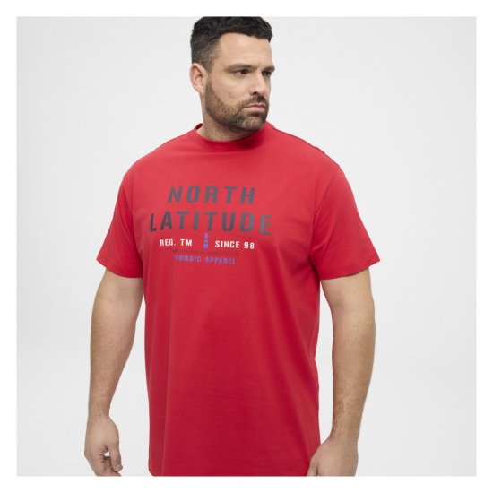 North Latitude Logo T-Shirt Red - T-shirts - Grote Maten T-shirts Heren