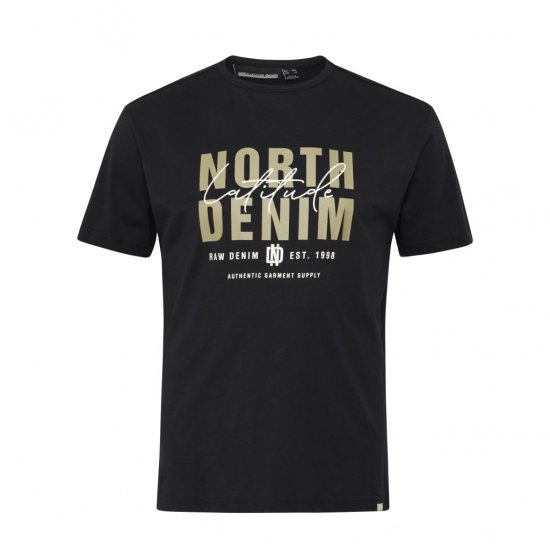 North Latitude Denim Printed Logo T-Shirt Black - T-shirts - Grote Maten T-shirts Heren