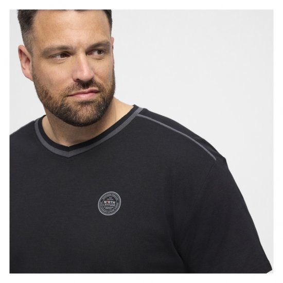 North Latitude Pyjama T-Shirt V-Neck Short Sleeve Black - Pyjama's en Loungewear - Grote Maten Pyjama Heren