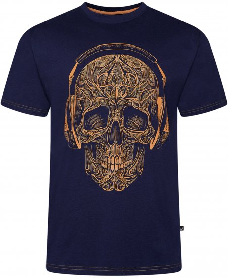 Kam Jeans 5795 Skull Printed T-Shirt Navy - T-shirts met opdruk - T-shirts met opdruk grote maten