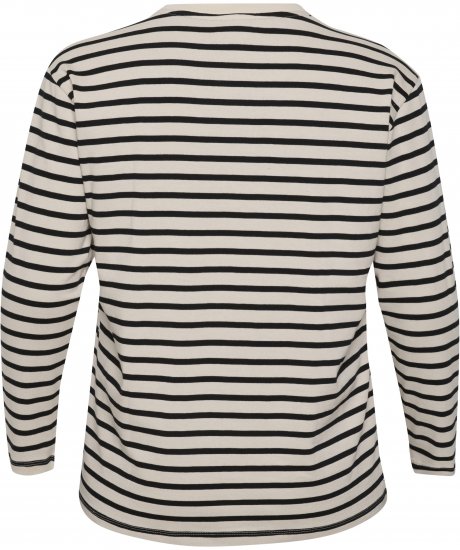 Kaffe Curve Winni Lange mouw T-shirt Antiek wit/Zwart streep - T-shirts - 
