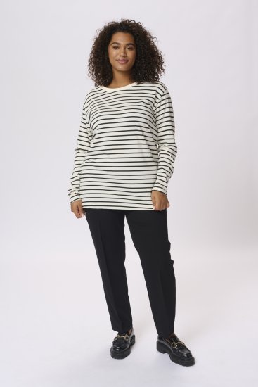 Kaffe Curve Winni Lange mouw T-shirt Antiek wit/Zwart streep - T-shirts - 
