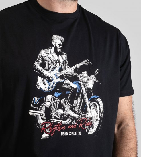 D555 Derby T-Shirt Rhythm and Rides Navy - T-shirts - Grote Maten T-shirts Heren