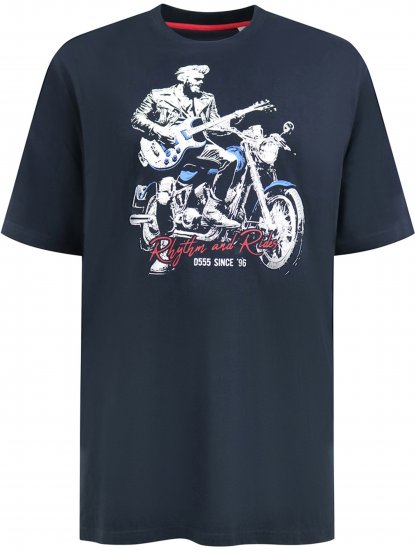 D555 Derby T-Shirt Rhythm and Rides Navy - T-shirts - Grote Maten T-shirts Heren