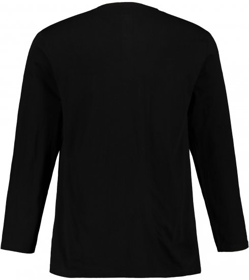 JP1880 Henley T-Shirt Long Sleeve Black TALL - HERENKLEDING MT-6XLT - Tall Kleding Heren