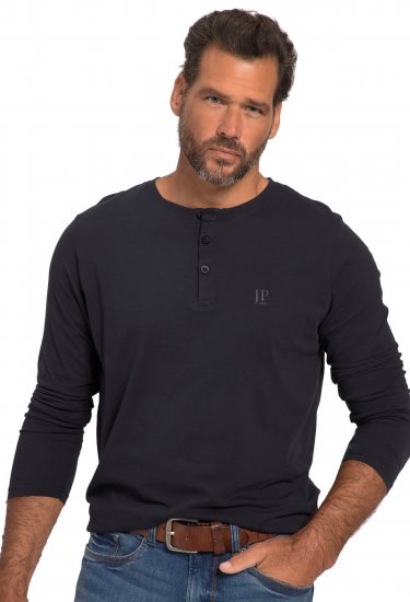 JP1880 Henley T-Shirt Long Sleeve Dark Navy TALL - HERENKLEDING MT-6XLT - Tall Kleding Heren
