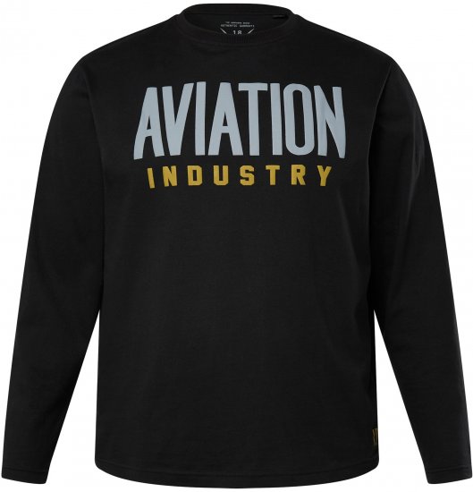 JP1880 T-Shirt Long Sleeve Aviation Black TALL - HERENKLEDING MT-6XLT - Tall Kleding Heren