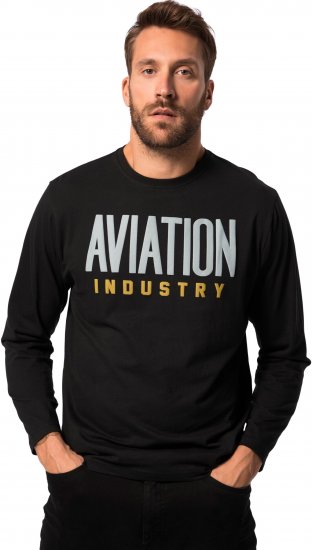 JP1880 T-Shirt Long Sleeve Aviation Black TALL - HERENKLEDING MT-6XLT - Tall Kleding Heren